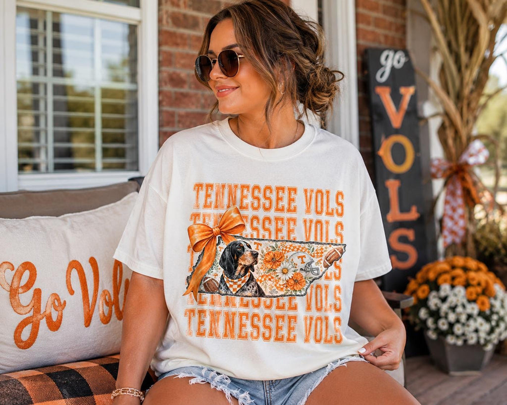 Tennessee Vols Bluetick Coonhound Floral Football PNG (Digital Download)