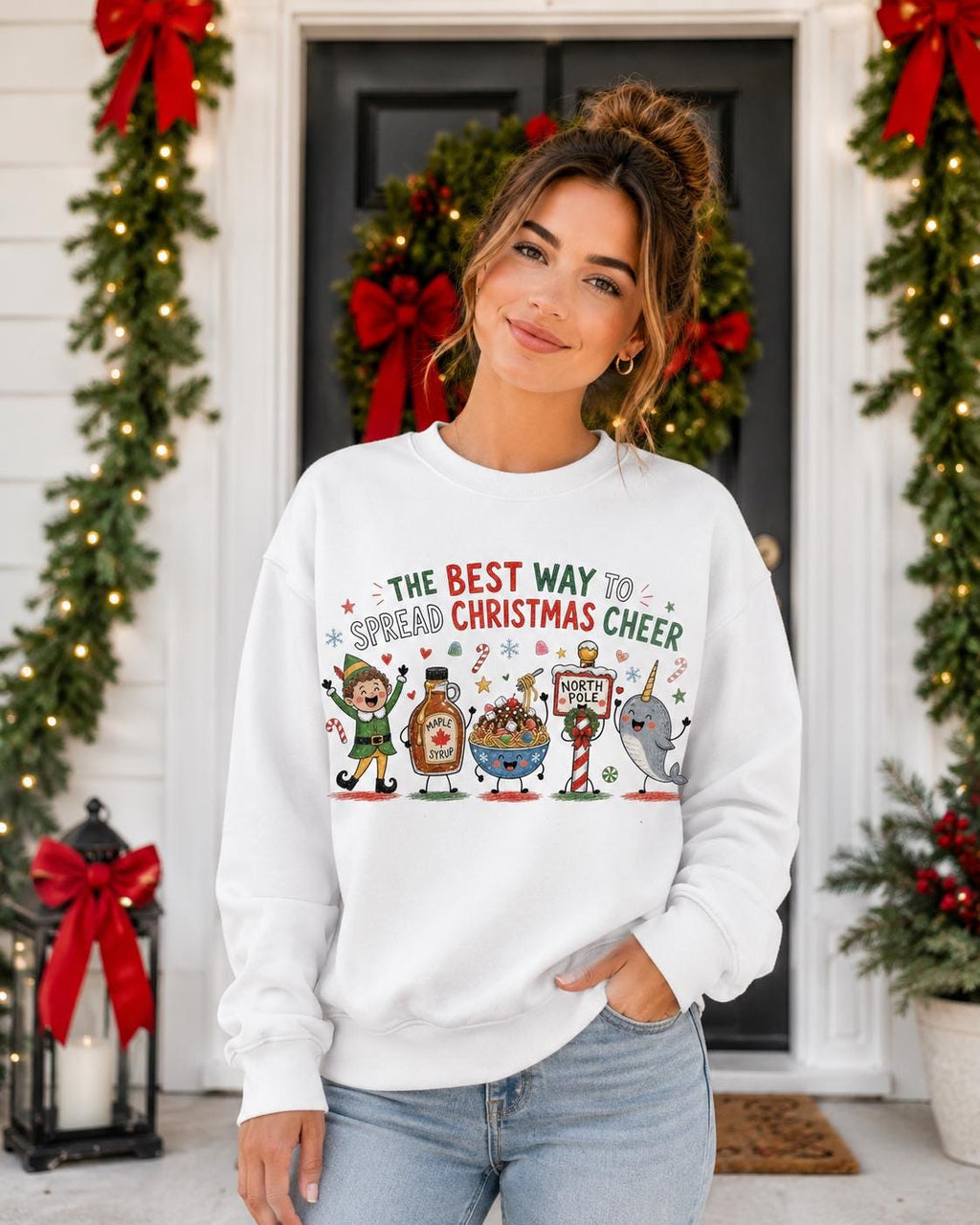 Funny Christmas Cheer PNG, Elf, Maple Syrup, Narwhal, Holiday Doodles (Digital Download)