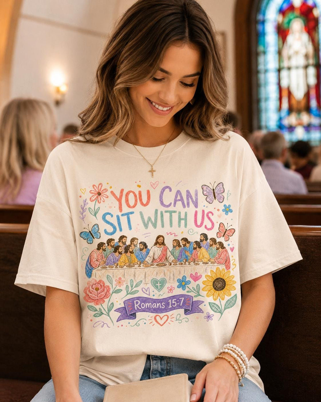 Christian Last Supper PNG, Romans 15:7 Shirt Design, Youth Group Apparel (Digital Download)