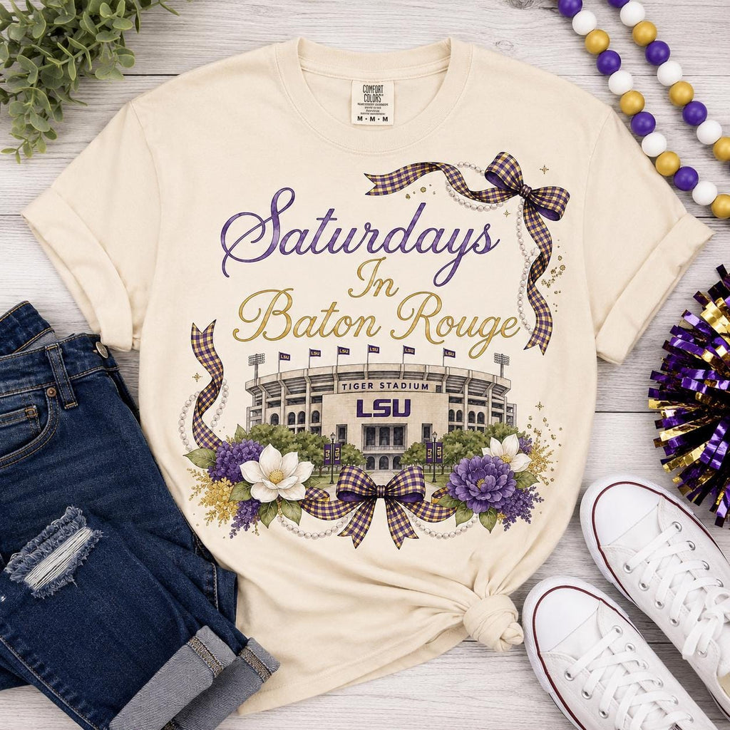 LSU Saturdays Baton Rouge PNG, Tiger Stadium Football Design (Digital Download)
