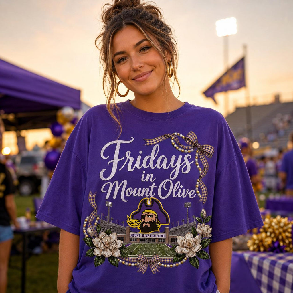 Mount Olive Pirates Football PNG, Purple Gold School Spirit Design (Digital Download)