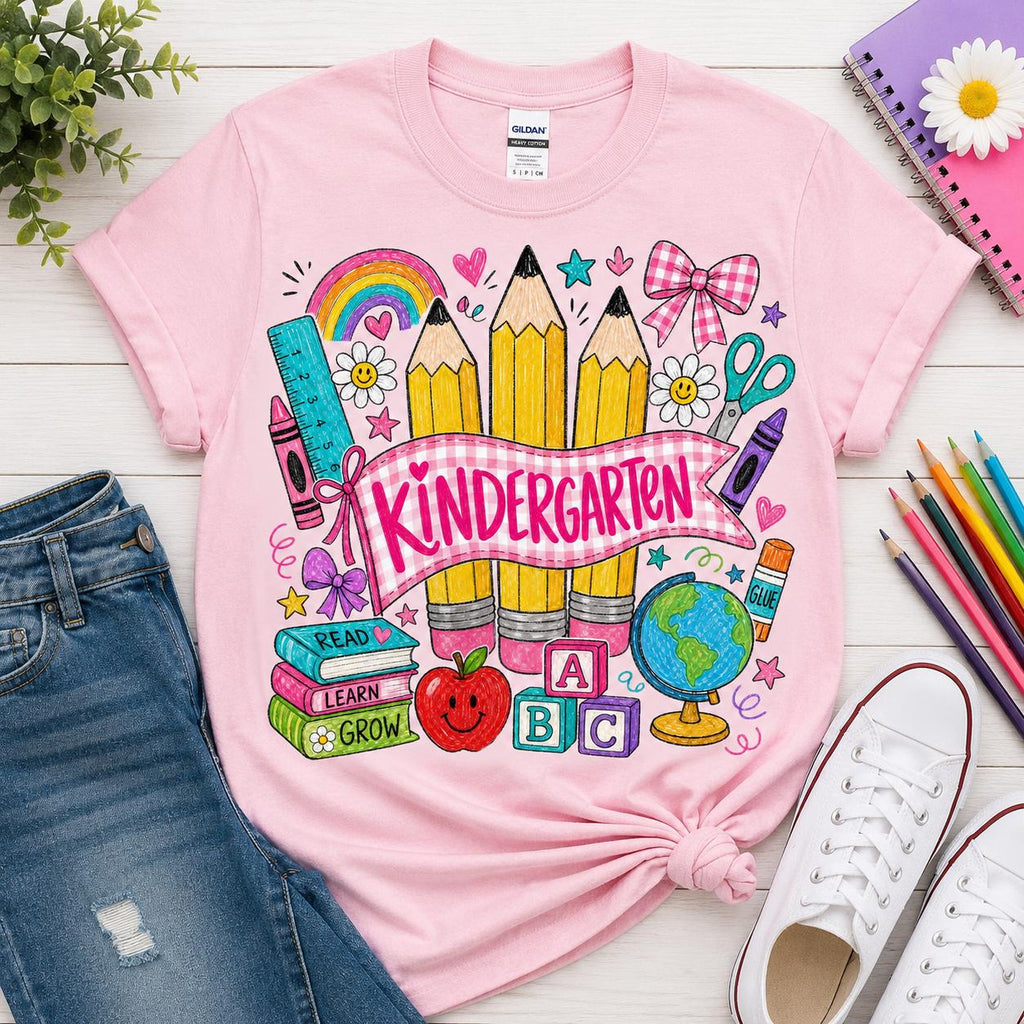 Kindergarten Teacher PNG, Back to School Design, School Supplies Art (Digital Download)