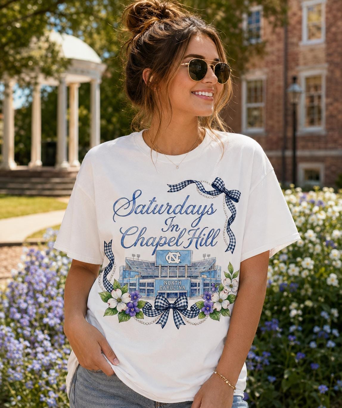 Saturdays in Chapel Hill PNG, UNC Football Stadium Design, Game Day Apparel (Digital Download)