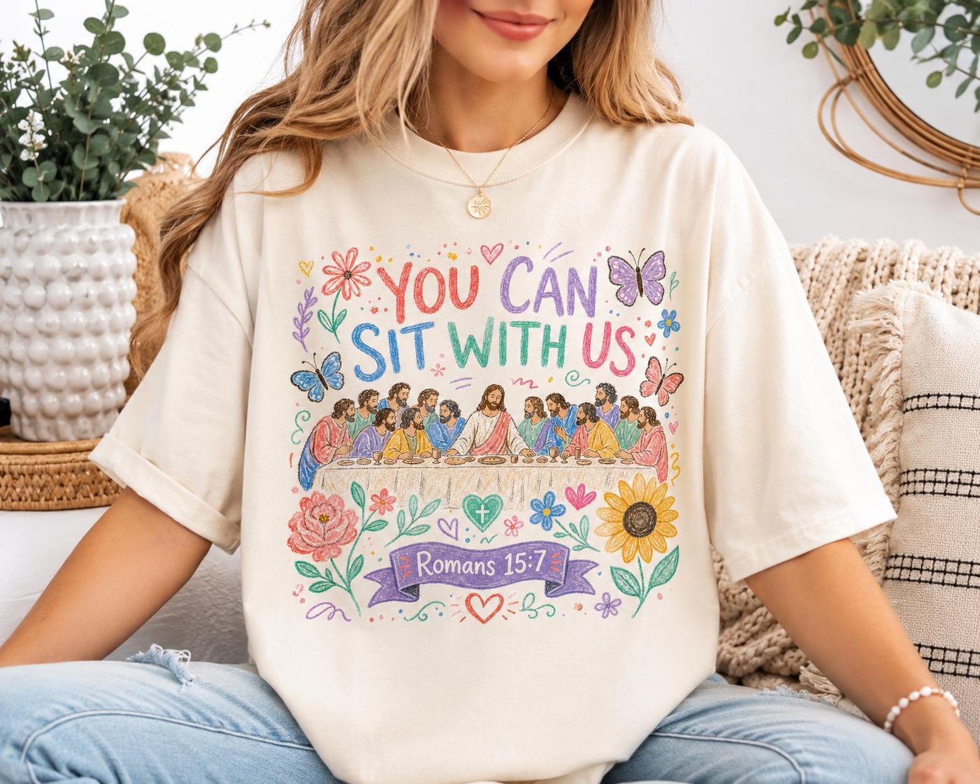 Christian Last Supper PNG, Romans 15:7 Shirt Design, Youth Group Apparel (Digital Download)