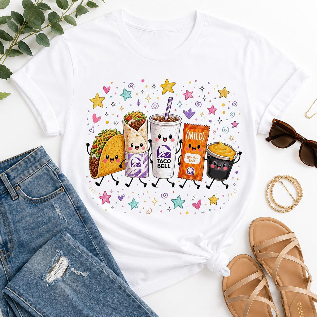 Kawaii Taco Bell Food PNG, Fast Food Sublimation Design (Digital Download)