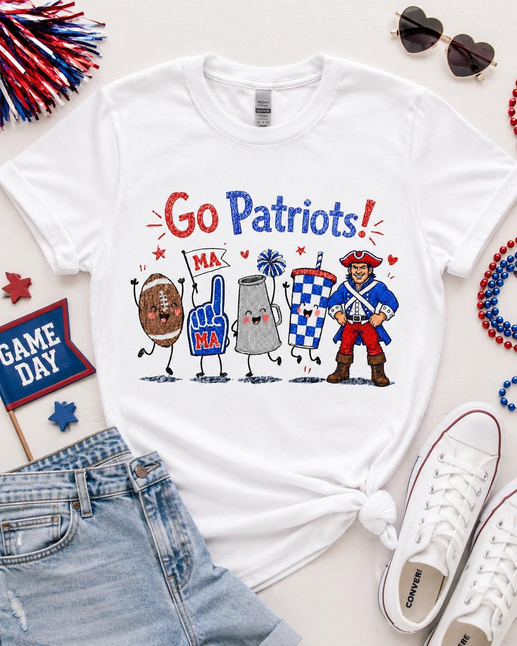 Marshall Academy Patriots Game Day PNG, Hand-Drawn Football Spirit Design (Digital Download)