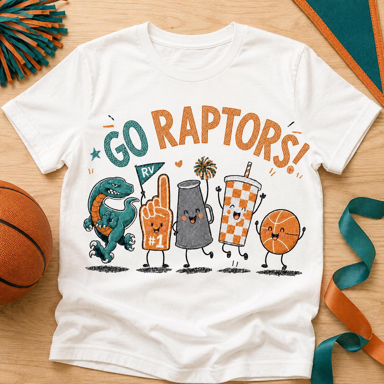 Go Raptors PNG, Raptor Basketball Mascot Design, Teal Orange School Spirit Graphic, Game Day Sublimation, Digital Download