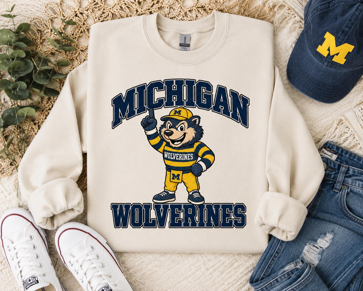Vintage Michigan Wolverines Mascot PNG, College Football Game Day (Digital Download)