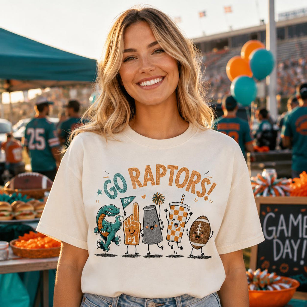 Go Raptors PNG, RV Raptors Football Design, Teal Orange Game Day Sublimation, School Spirit Digital Download