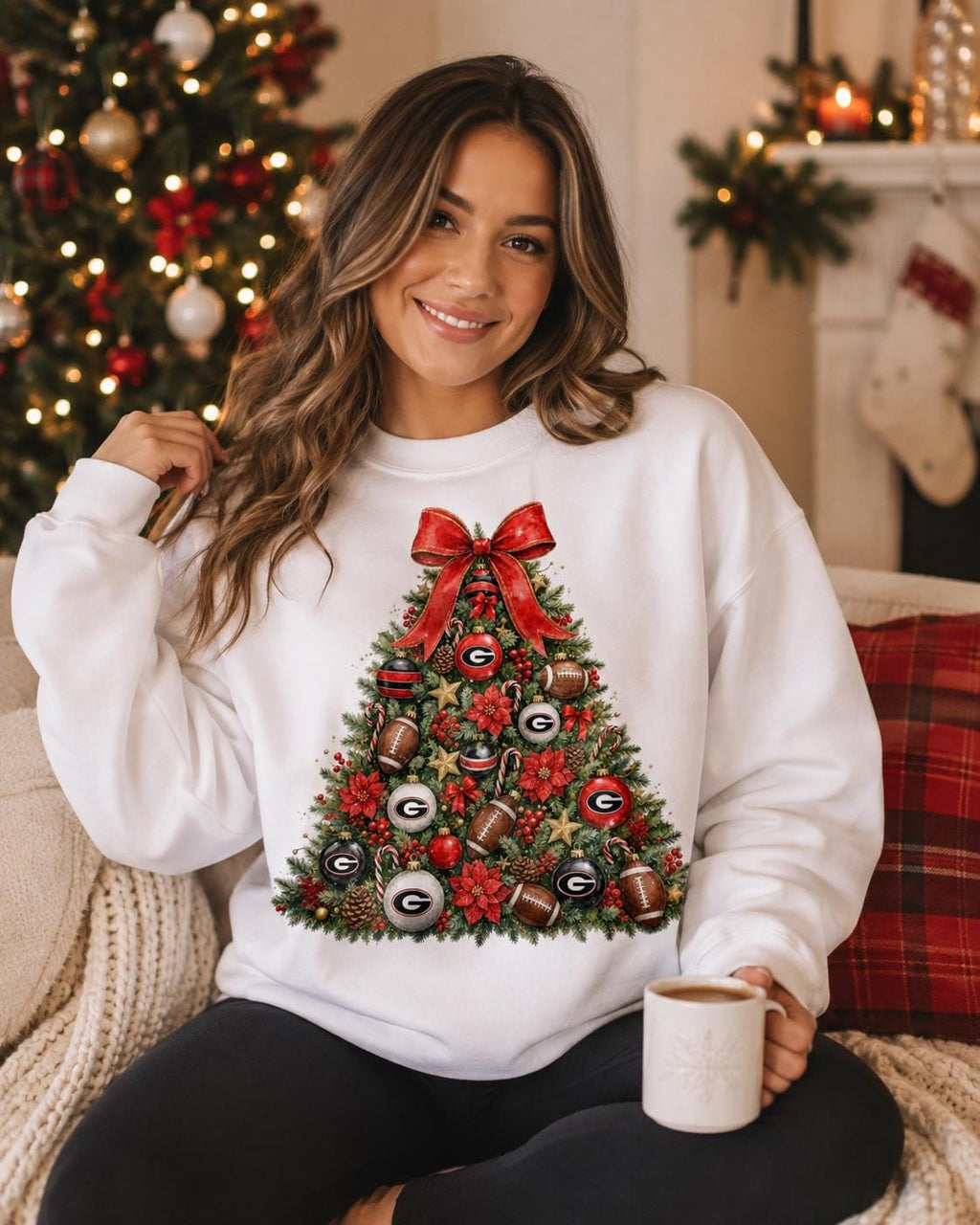 Georgia Bulldogs Christmas Tree PNG, UGA Football Holiday Sublimation Design (Digital Download)