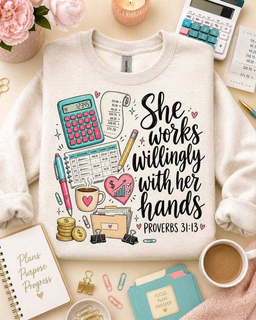Christian Accountant PNG, Proverbs 31:13 Scripture Design (Digital Download)