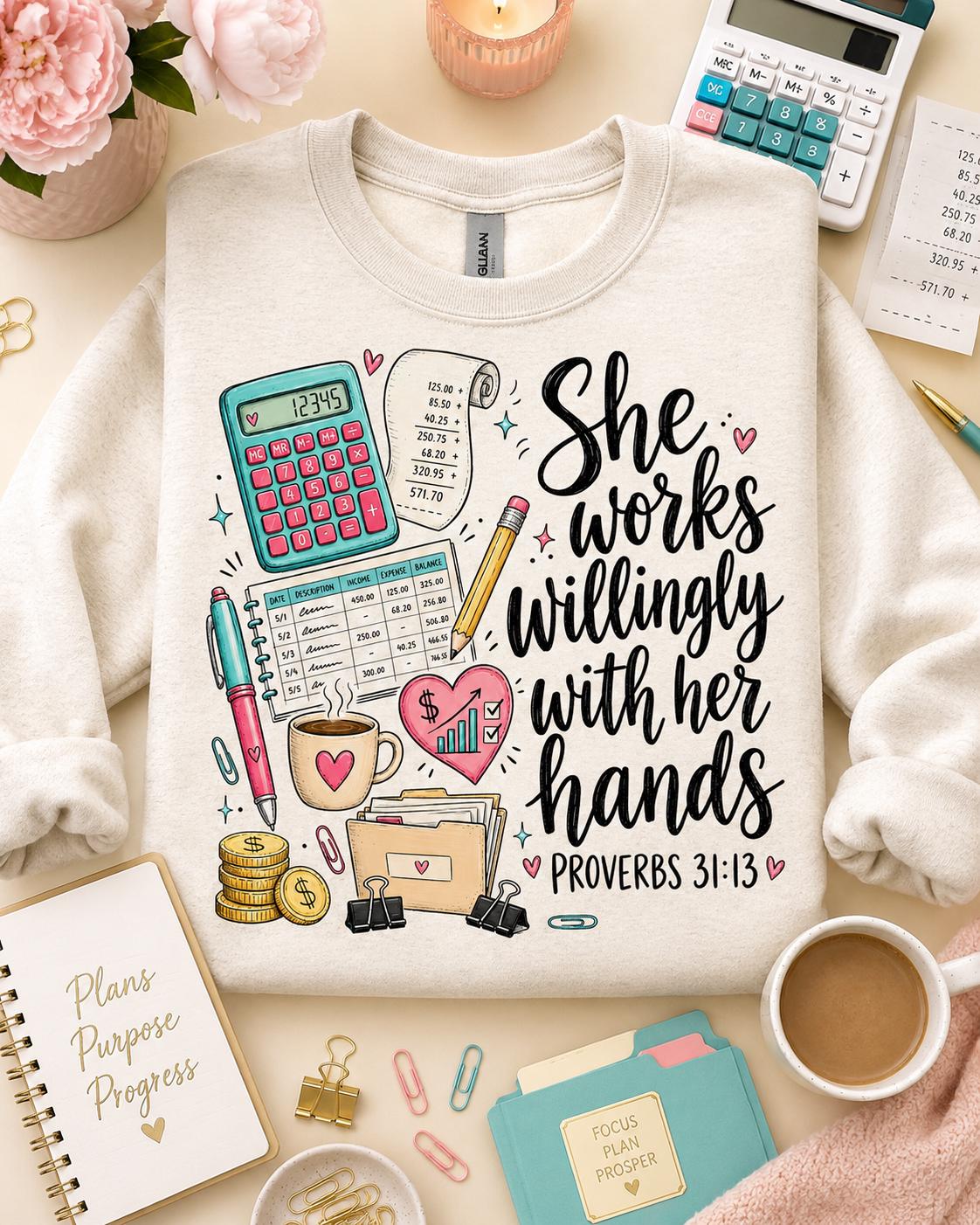 Christian Accountant PNG, Proverbs 31:13 Scripture Design (Digital Download)