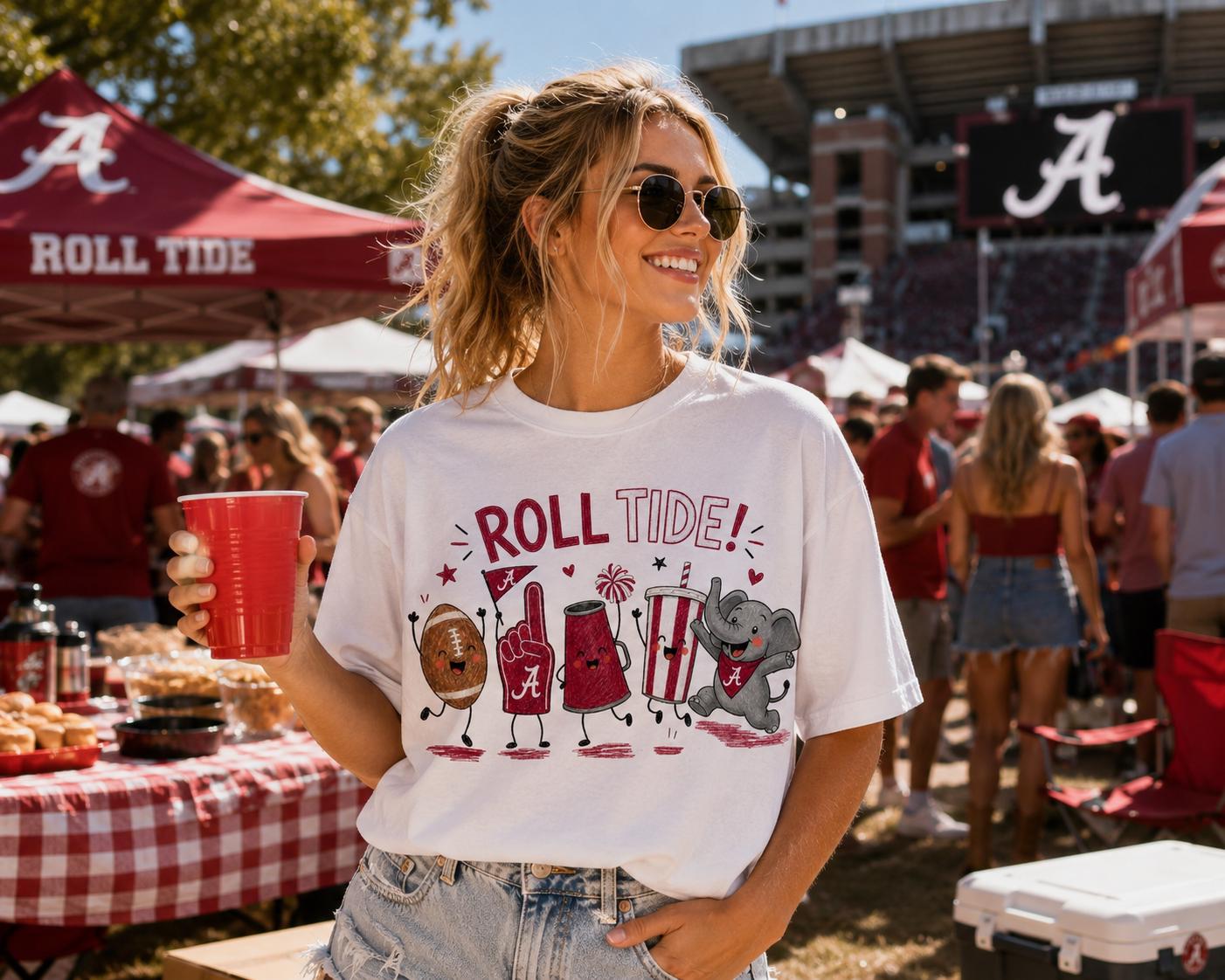 Roll Tide Mascot Squad PNG – Alabama Football Gameday Shirt Design (Digital Download)