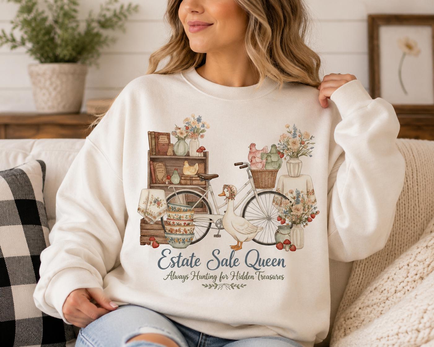 Estate Queen Shirt, Cottagecore Goose Bicycle Graphic Tee (Digital Download)