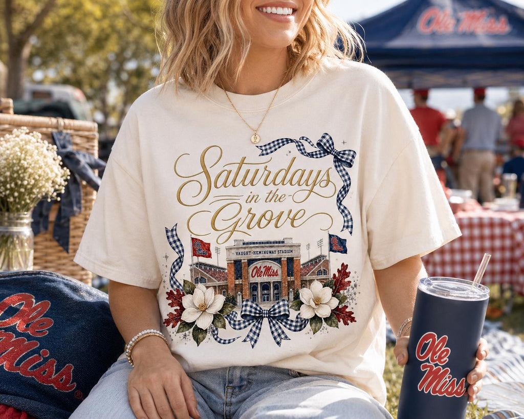 Ole Miss Saturdays in the Grove PNG | Watercolor Stadium Game Day Design (Digital Download)