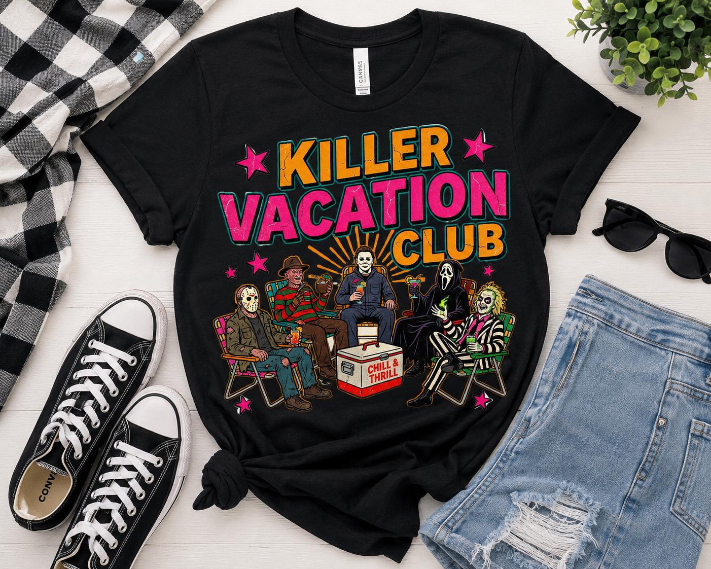 Killer Vacation Club PNG, Horror Vacation Shirt Design, Spooky Summer PNG, Halloween Vacation Graphic, DTF Sublimation Download