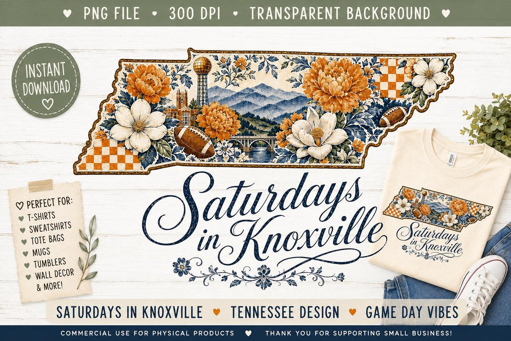 Tennessee Floral State PNG | Knoxville Game Day Digital Download
