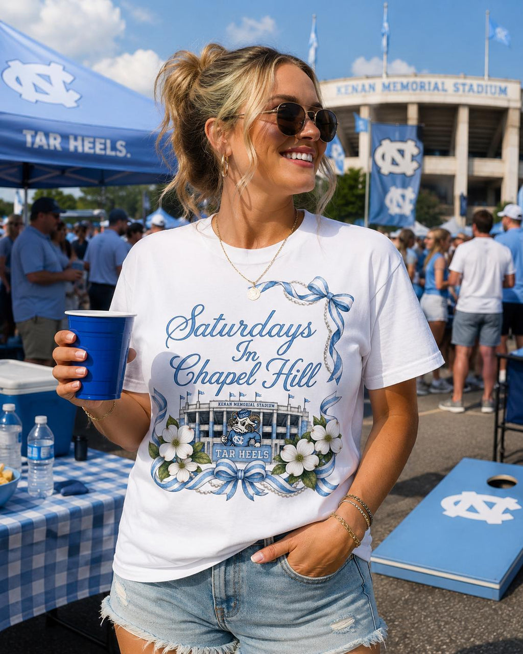 Saturdays in Chapel Hill Watercolor PNG, UNC Tar Heels Game Day Design (Digital Download)