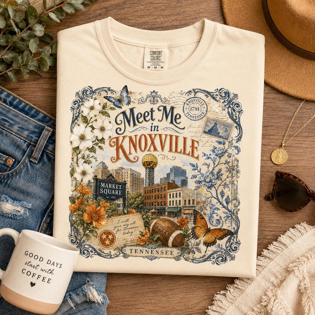 Knoxville Tennessee Vintage Travel PNG | Market Square, Sunsphere Design (Digital Download)