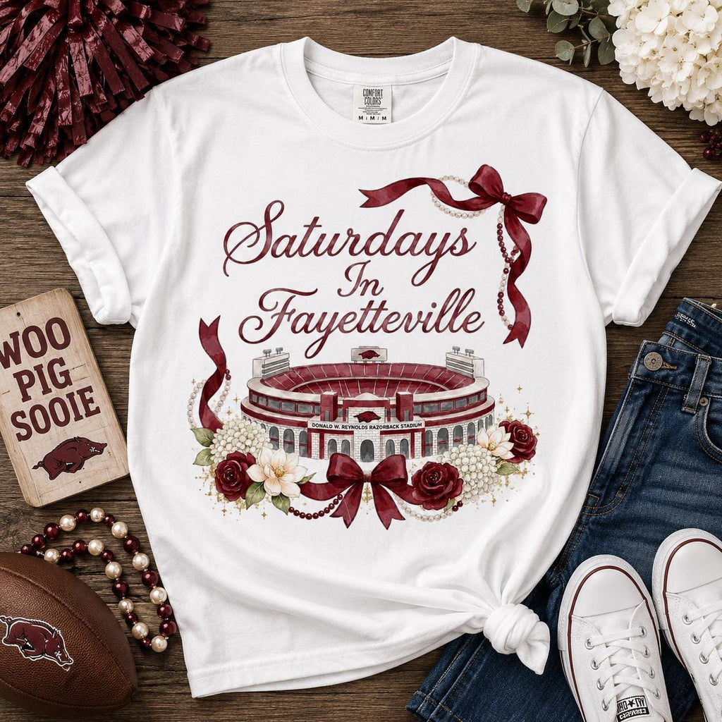 Fayetteville Razorback Stadium Watercolor PNG, Game Day Bow Design (Digital Download)