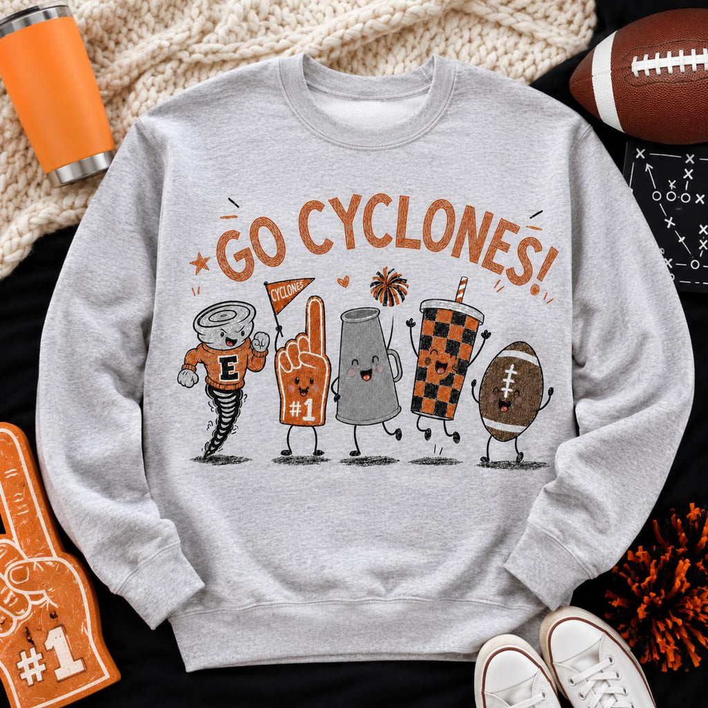 Go Cyclones PNG, Cyclones Football Game Day Design, Orange Black School Spirit, Football Sublimation Digital Download