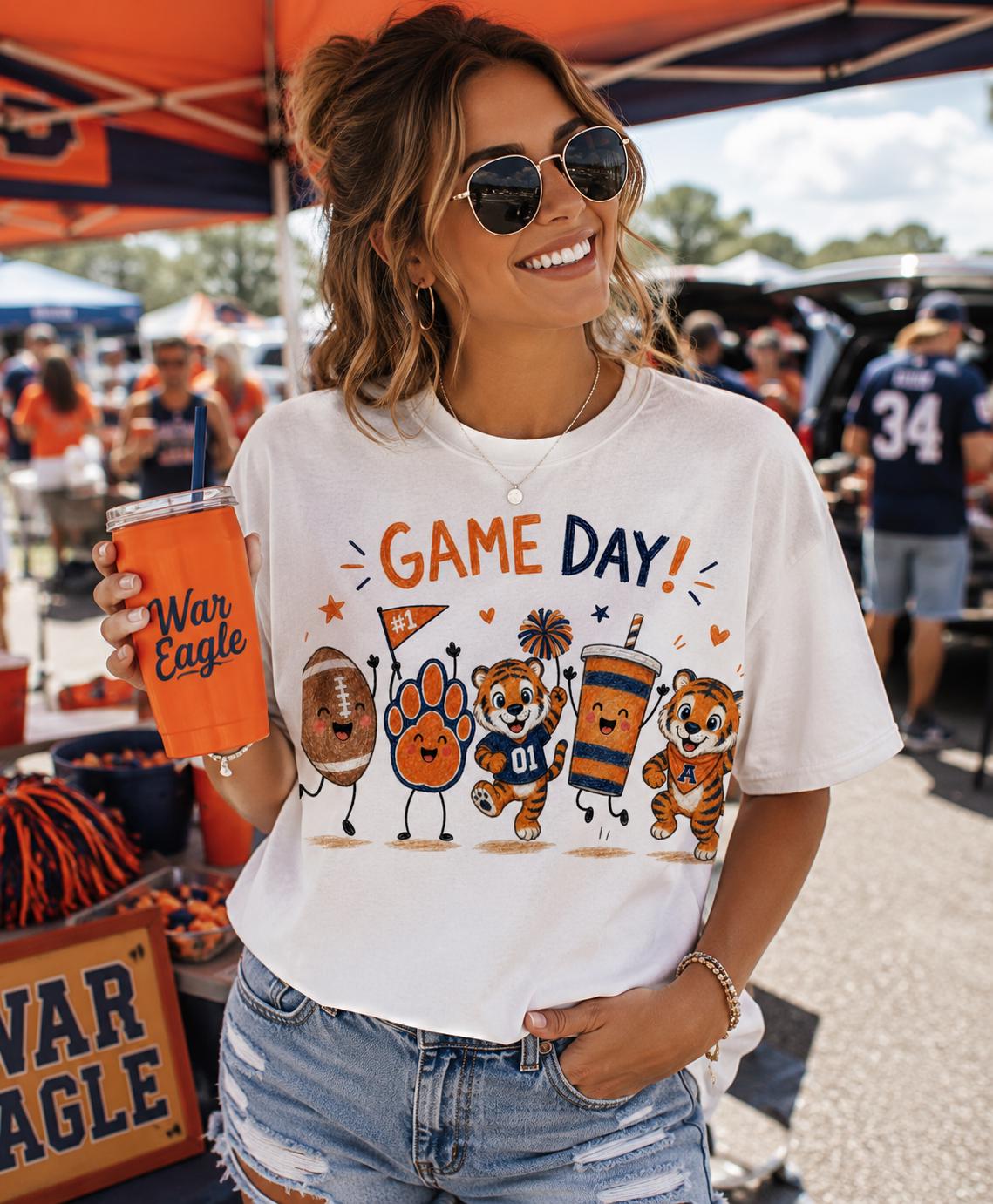 Auburn Tigers Game Day PNG, Football Mascot Sublimation Design (Digital Download)