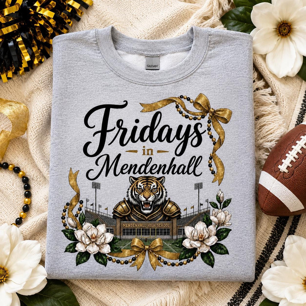 Mendenhall Tigers Football PNG, Black Gold Magnolia Design (Digital Download)