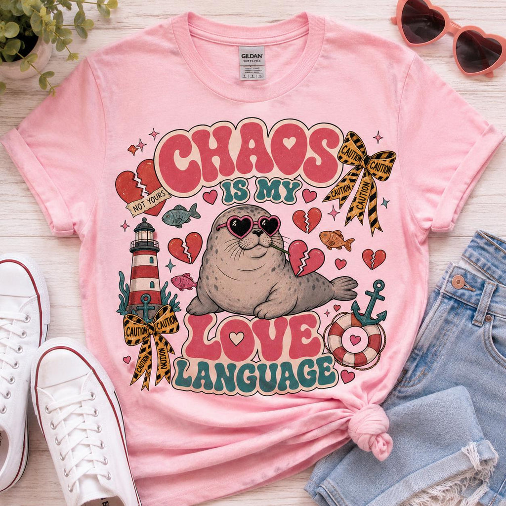 Chaos Love Language Seal PNG, Retro Coastal Humor Graphic (Digital Download)