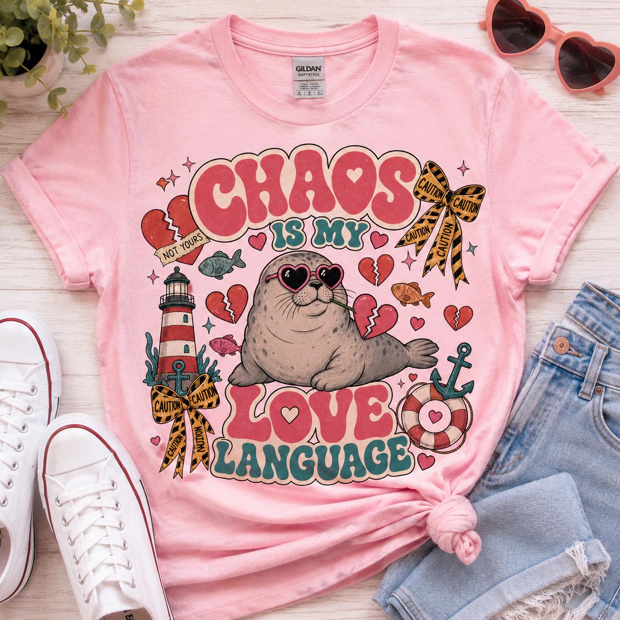 Chaos Love Language Seal PNG, Retro Coastal Humor Graphic (Digital Download)
