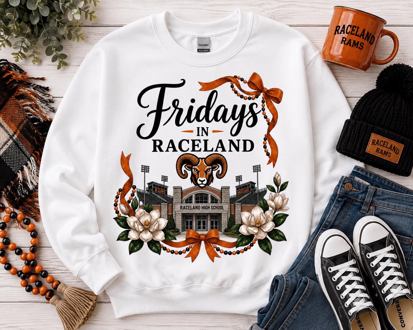 Raceland Rams Football PNG, High School Game Day Shirt Design (Digital Download)