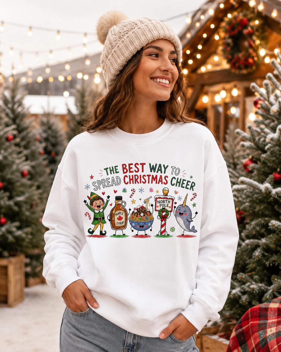 Funny Christmas Cheer PNG, Elf, Maple Syrup, Narwhal, Holiday Doodles (Digital Download)