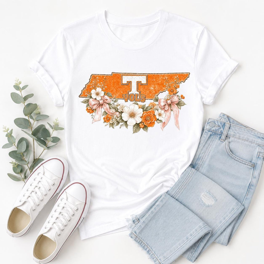 Tennessee Vols Floral State Design, Girly Game Day PNG (Digital Download)