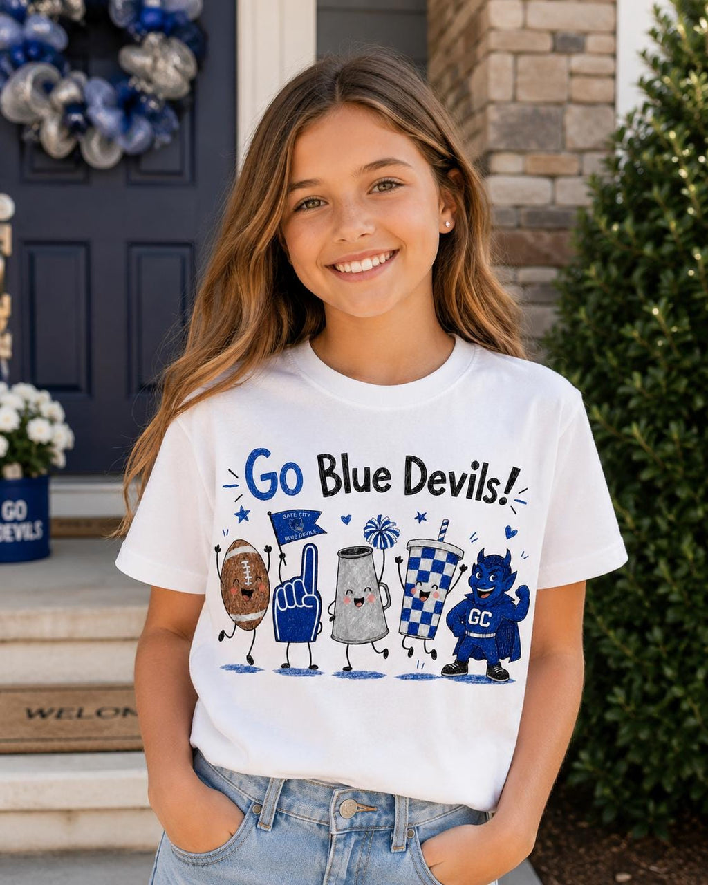 Gate City Blue Devils PNG, Football Mascot Sublimation Design (Digital Download)