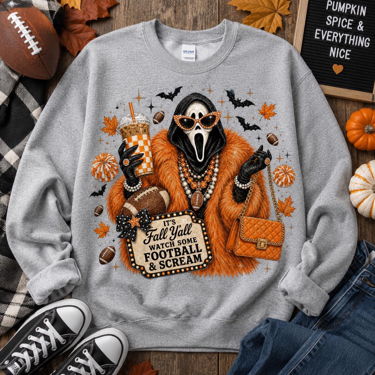Scream Football Mom PNG – It’s Fall Y’all, Watch Some Football & Scream | Digital Download