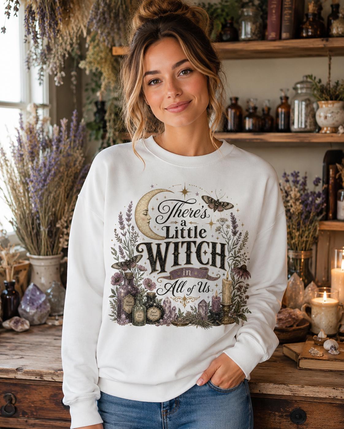 Little Witch PNG, Celestial Cottagecore Boho Design (Digital Download)