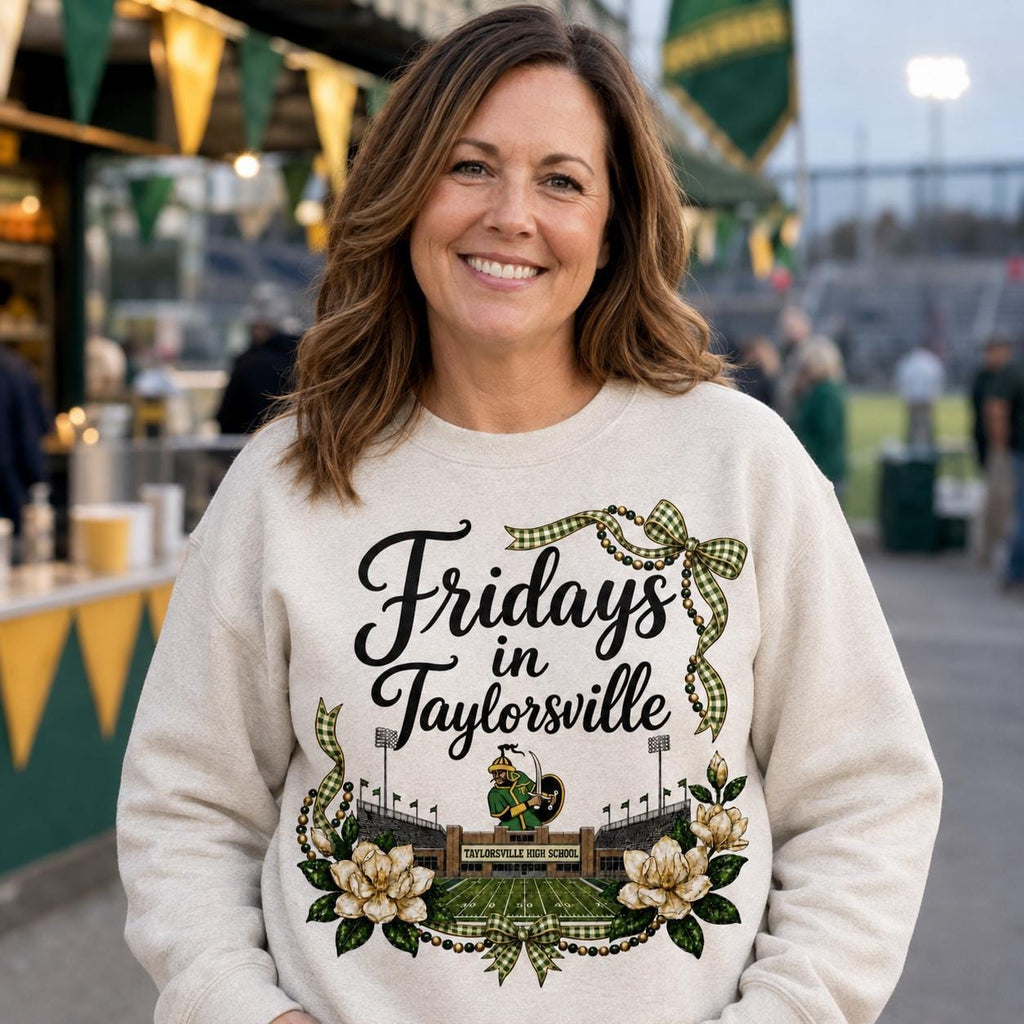 Fridays in Taylorsville PNG, Green Gold Football Game Day Digital Download