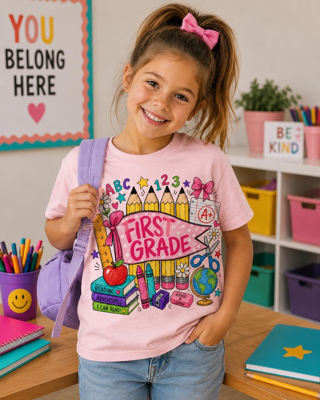First Grade Teacher PNG, Back to School Sublimation Design (Digital Download)